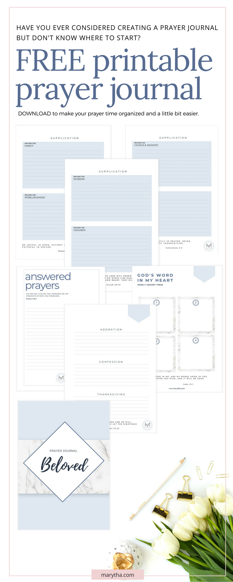 When Prayer Becomes Difficult + FREE printable prayer journal - Marytha