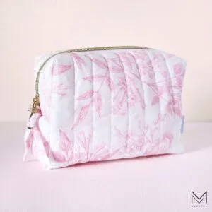 Quilted Cosmetic Bag - Pink Toile De Jouy